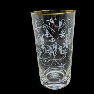 9 Bavaria glass, krystall,  med gullkant og hvit dekor