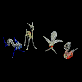 4 små håndlagde glassfigurer