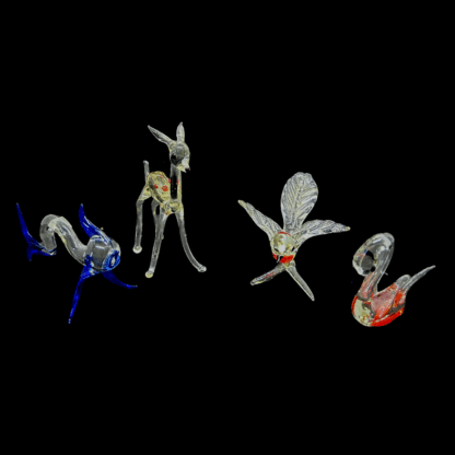 4 små håndlagde glassfigurer