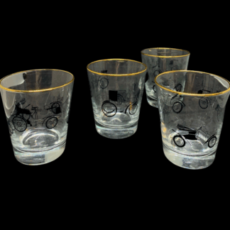 4 vintage Libbeyglass Horseless carriage